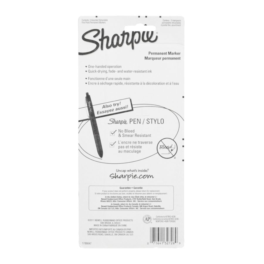 slide 3 of 6, Sharpie Retractable Fine Point Permanent Markers - Assorted, 2 pk; 3 ct