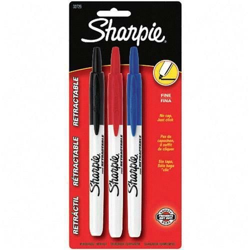 slide 2 of 6, Sharpie Retractable Fine Point Permanent Markers - Assorted, 2 pk; 3 ct