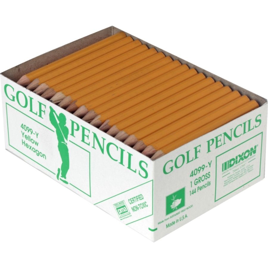 slide 2 of 2, Dixon Presharpened Golf Pencils, #2 Soft Lead, Yellow, Pack Of 144, 144 ct