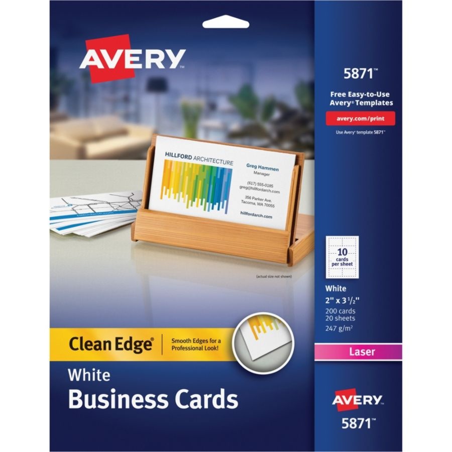 slide 5 of 5, Avery Laser Two-Sided Printable Clean Edge Business Cards - White, 200 ct