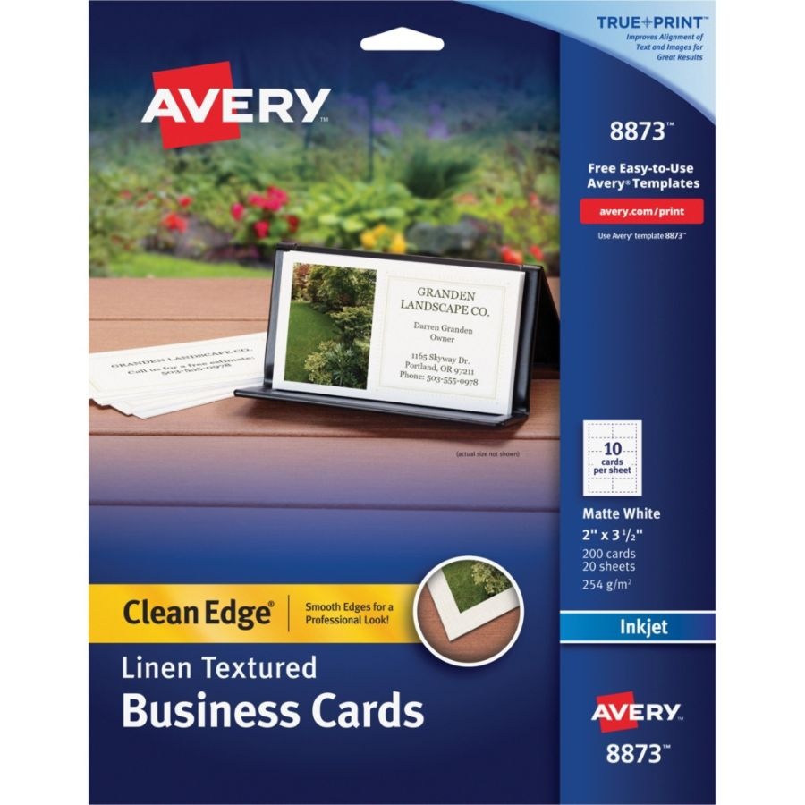 slide 3 of 6, Avery Inkjet Two-Sided Clean Edge Business Cards - Linen White, 200 ct