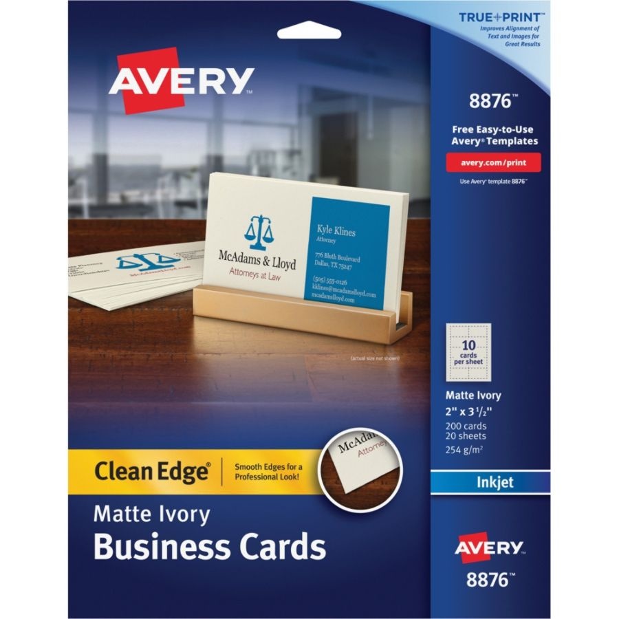 slide 2 of 6, Avery Inkjet Two-Sided Printable Clean Edge Business Cards - Ivory, 200 ct