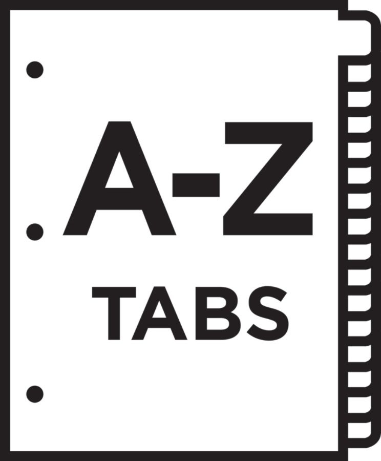 slide 5 of 8, Avery Ready Index Contemporary Table/Content Divider, Title: A-Z, Multi, Letter, 1 ct