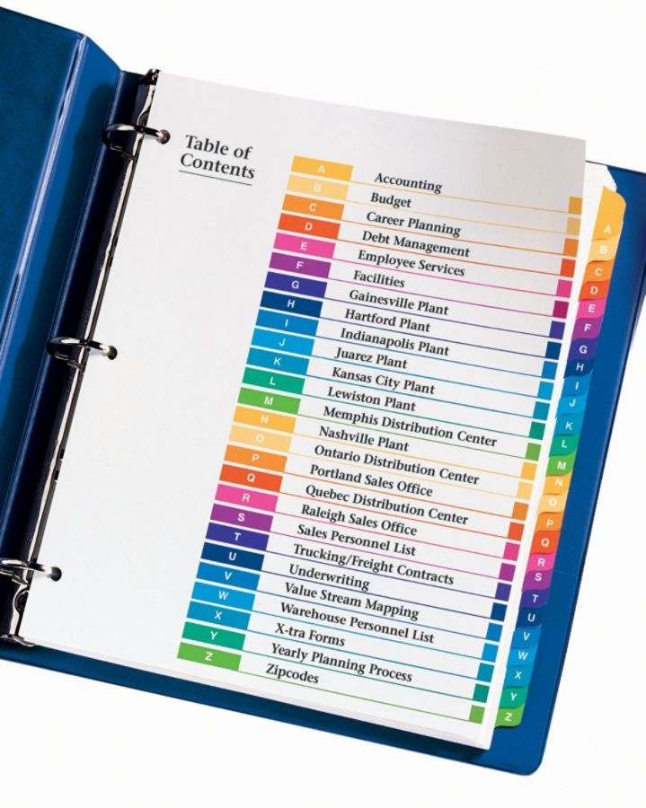 slide 8 of 8, Avery Ready Index Contemporary Table/Content Divider, Title: A-Z, Multi, Letter, 1 ct