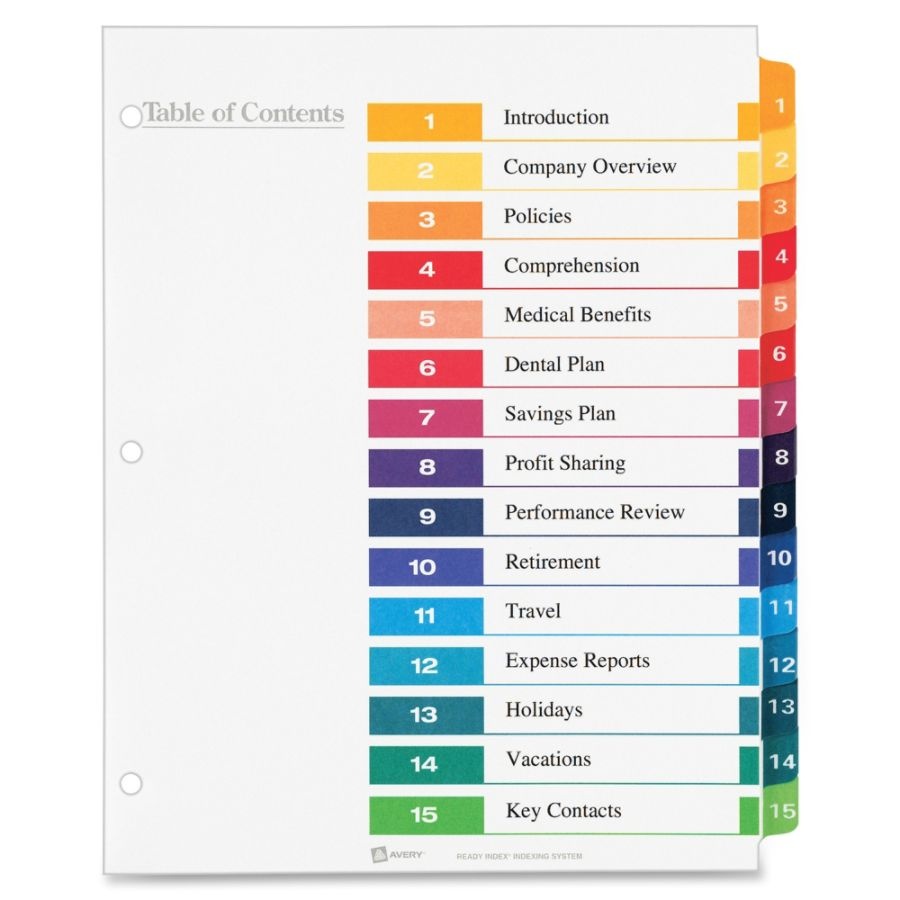 slide 3 of 8, Avery Ready Index Contemporary Table/Content Divider, Title: A-Z, Multi, Letter, 1 ct