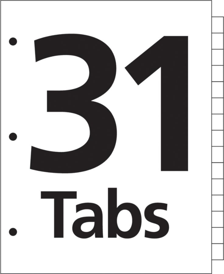 slide 6 of 7, Avery Ready Index 20% Recycled Table Of Contents Dividers, 1-31 Tab, Black/White, 1 ct