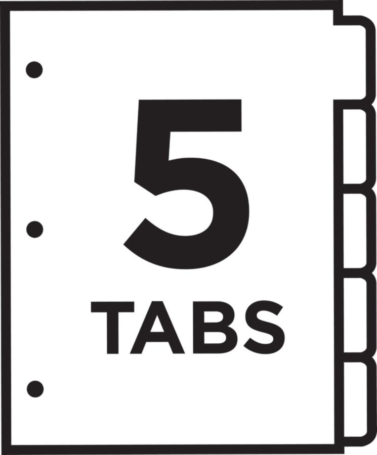 slide 6 of 10, Avery Ready Index Classic Tab Titles, 5-Tab, 1-5, Letter, Black/White, 5/Set, 1 ct