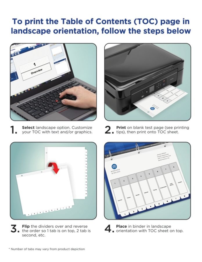 slide 10 of 10, Avery Ready Index Classic Tab Titles, 5-Tab, 1-5, Letter, Black/White, 5/Set, 1 ct