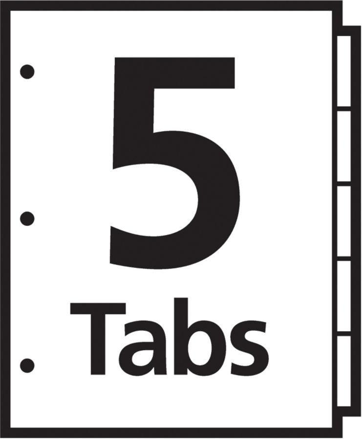 slide 8 of 8, Avery Ready Index 20% Recycled Table Of Contents Dividers, 1-5 Tab, Multicolor, 1 ct