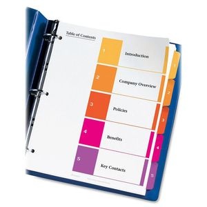 slide 3 of 8, Avery Ready Index 20% Recycled Table Of Contents Dividers, 1-5 Tab, Multicolor, 1 ct