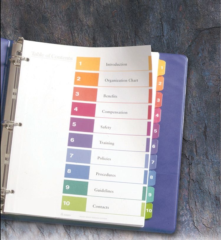 slide 5 of 9, Avery Ready Index 20% Recycled Table Of Contents Dividers, 1-10 Tab - Multicolor, 1 ct