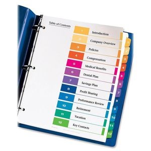 slide 3 of 10, Avery Ready Index 20% Recycled Table Of Contents Dividers, 1-12 Tab, Multicolor, 1 ct