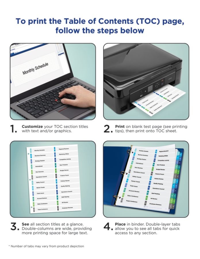 slide 3 of 6, Avery Ready Index 20% Recycled Double-Column Table Of Contents Dividers, 24-Tab, 1 ct