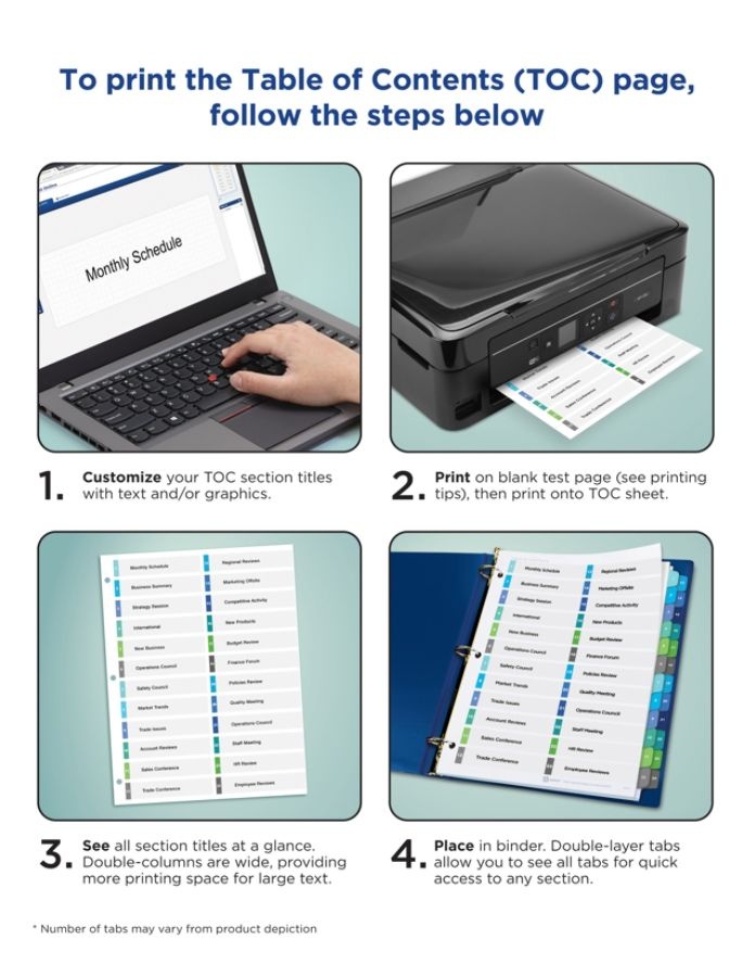 slide 7 of 9, Avery Ready Index 20% Recycled Double-Column Table Of Contents Dividers, 32-Tab, 1 ct