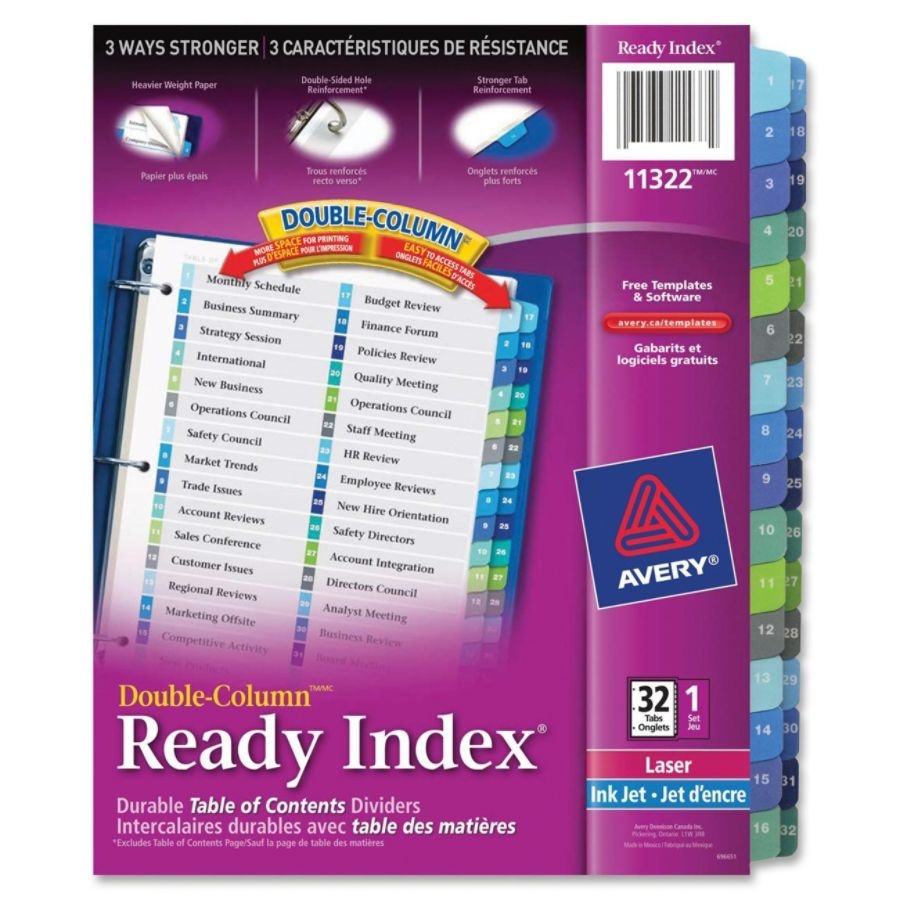 slide 4 of 9, Avery Ready Index 20% Recycled Double-Column Table Of Contents Dividers, 32-Tab, 1 ct