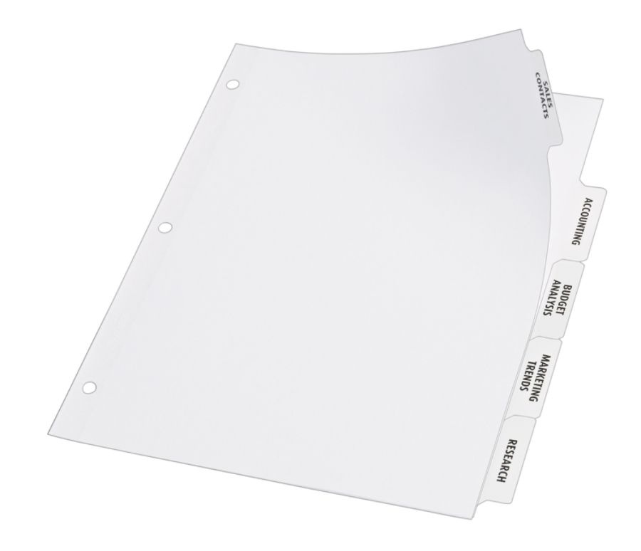 slide 4 of 9, AveryIndex Maker Big Tab Clear Label Dividers, 5-Tab Set, 1 ct