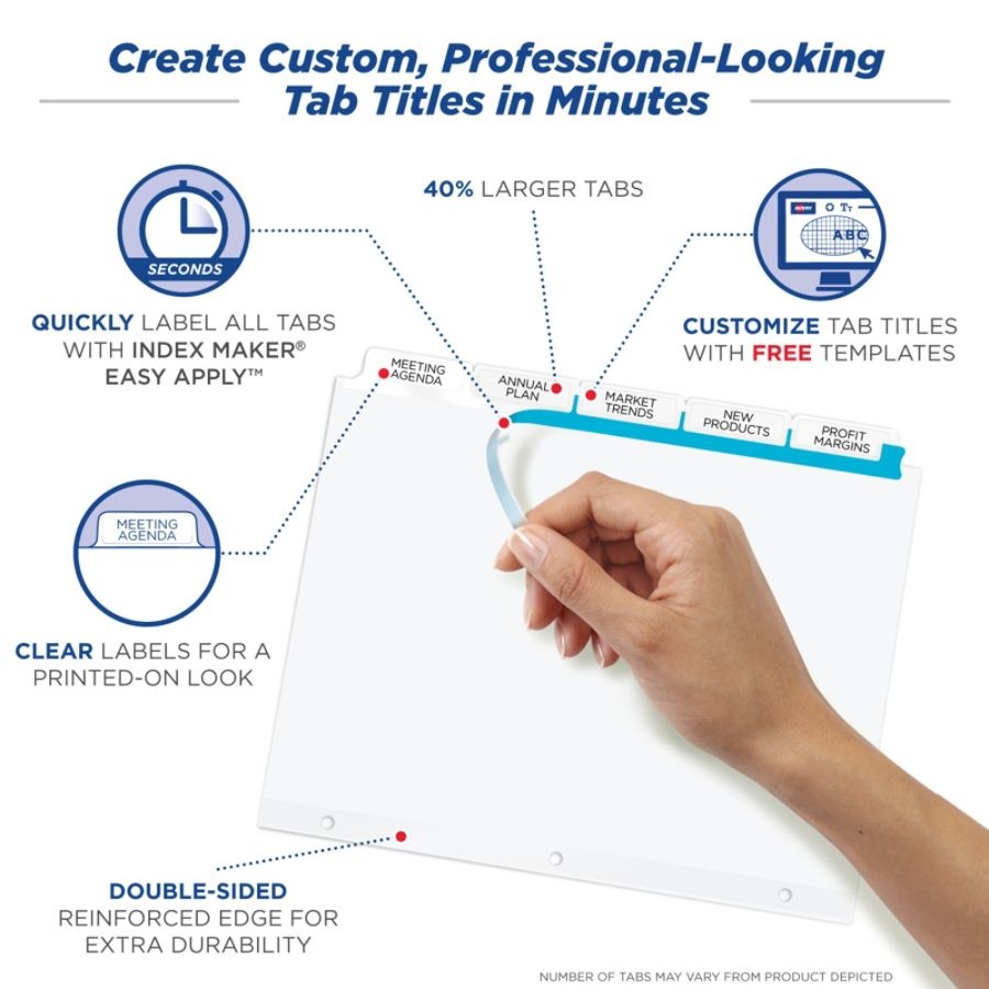 slide 3 of 9, AveryIndex Maker Big Tab Clear Label Dividers, 5-Tab Set, 1 ct