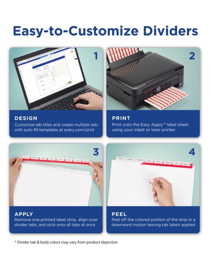 slide 4 of 9, AveryIndex Maker Big Tab Clear Label Dividers, 8-Tab Set, 1 ct