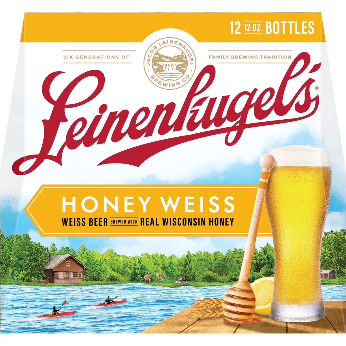 slide 8 of 9, Leinenkugel's Honey Weiss Craft Beer, 4.9% ABV, is a pale gold beer that blends the traditional taste of an American Weiss beer with sweet tones of real honey. If you're looking for a perfect, refreshing drink for a warm day, grab a 12-pack of this award., 288 oz