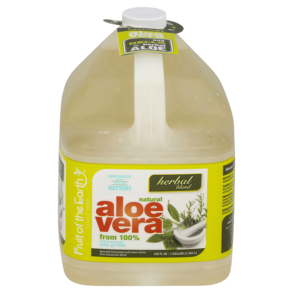 slide 2 of 5, Fruit of the Earth Herbal Blend Aloe Vera Juice, 128 oz