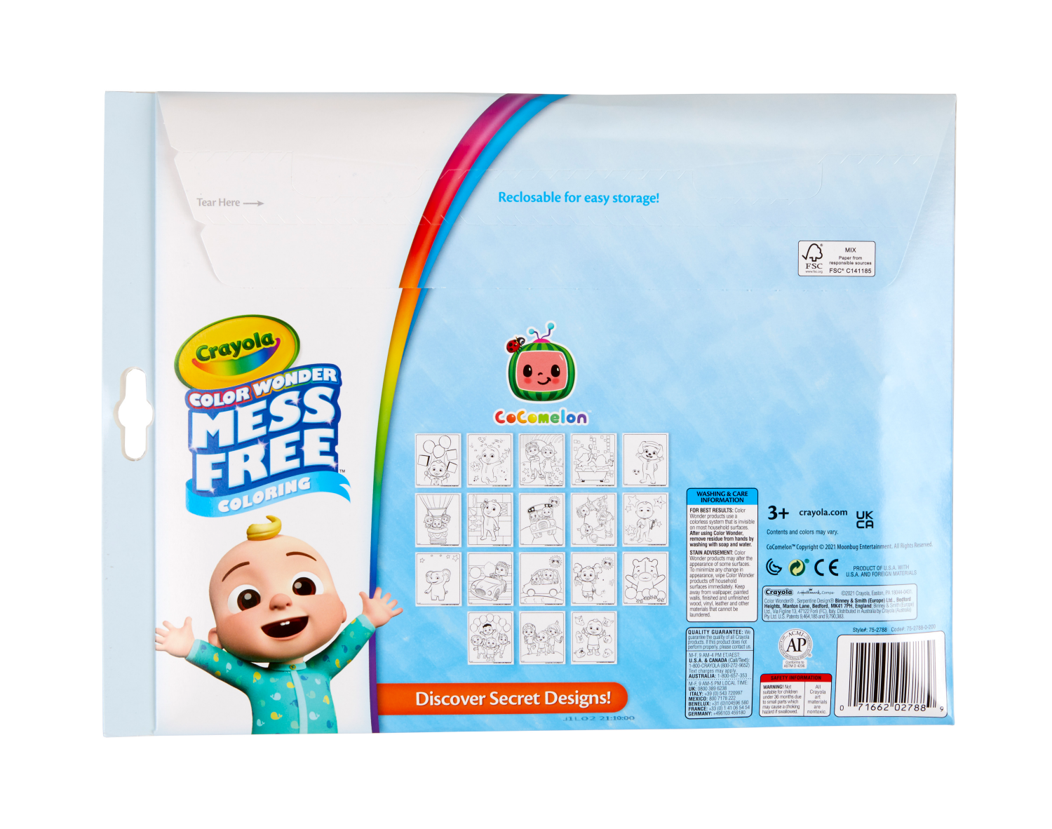 slide 2 of 7, Crayola Color Wonder, Cocomelon Coloring Pages & Mess Free Markers, Gift, 1 ct