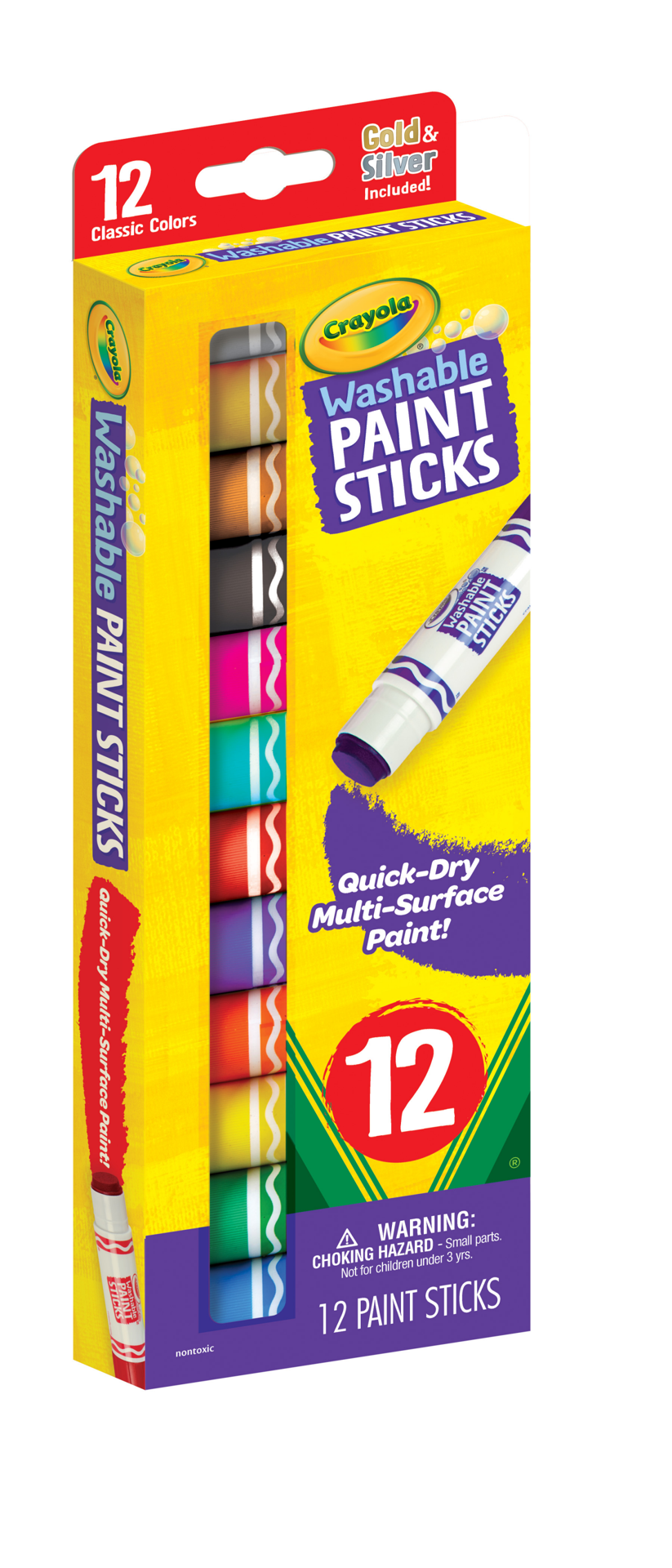 slide 2 of 2, Crayola Quick Dry Paint Sticks, Assorted Colors, Washable Paint Set for Kids, 12 ct