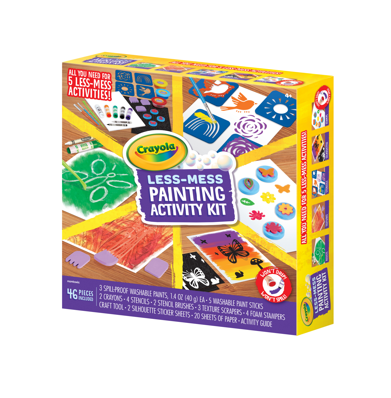 slide 2 of 3, Crayola Less Mess Painting Activity Kit, Washable Kids Paints & Painting Supplies, Art Set for Kids, Gift, 47 ct