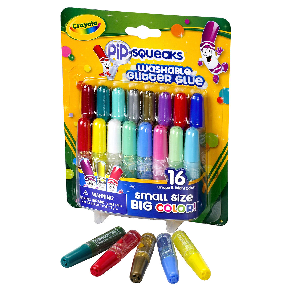 slide 2 of 2, Crayola Pip-Squeaks Washable Glitter Glue, 16 ct