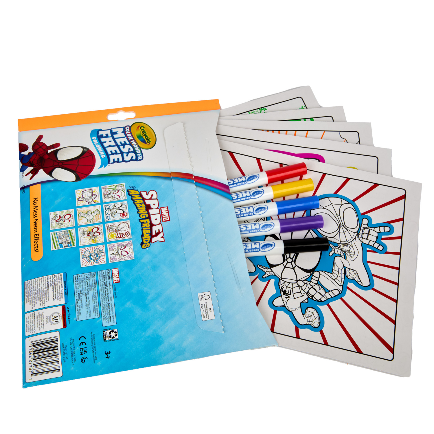 slide 5 of 5, Crayola Color Wonder Spidey and His Amazing Friends Neon Coloring Kit, Neon Spiderman Coloring Pages, 1 ct