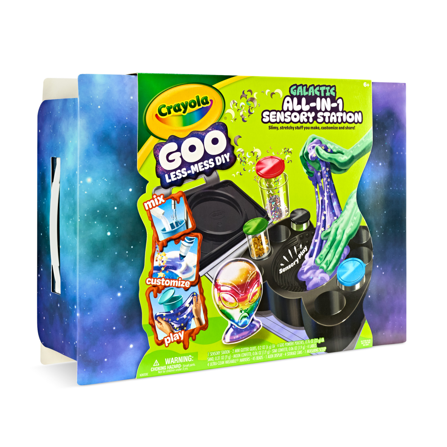 slide 3 of 5, Crayola Galactic Goo All-in-1 Sensory Station, Less Mess Goo, Customizable Arts and Crafts, Gifts for Kids, Ages 6 & Up, 1 ct