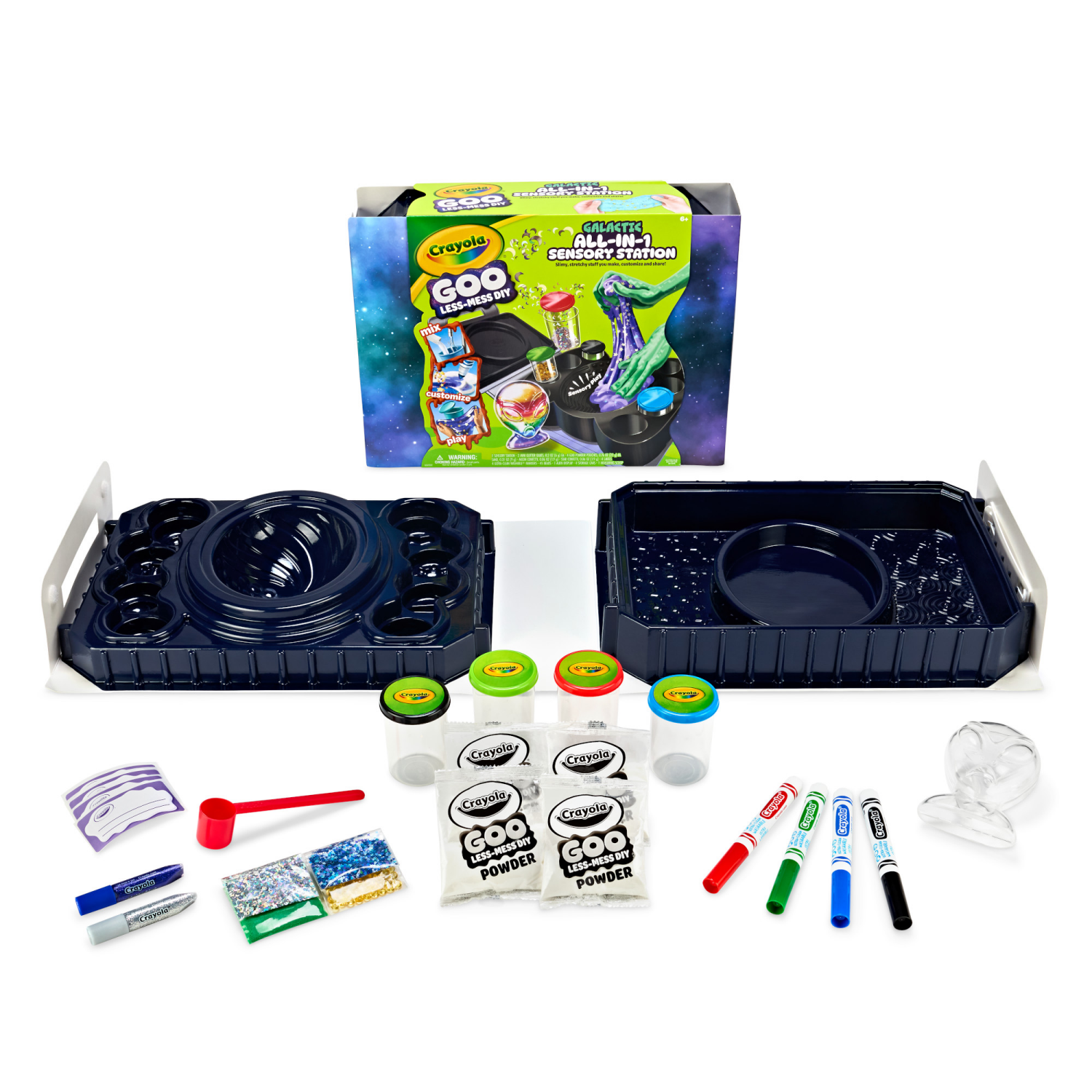 slide 4 of 5, Crayola Galactic Goo All-in-1 Sensory Station, Less Mess Goo, Customizable Arts and Crafts, Gifts for Kids, Ages 6 & Up, 1 ct