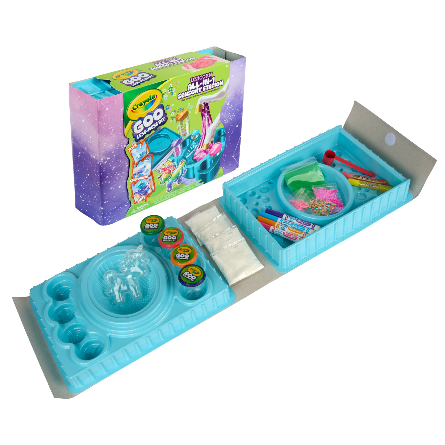 slide 3 of 5, Crayola Unicorn All-In-1 Sensory Art Station, Slimy Goo DIY Art Kit, Less-Mess Craft Set, Customizable Sensory Putty, Unicorn Toys & Gifts, Ages 6+, 1 ct