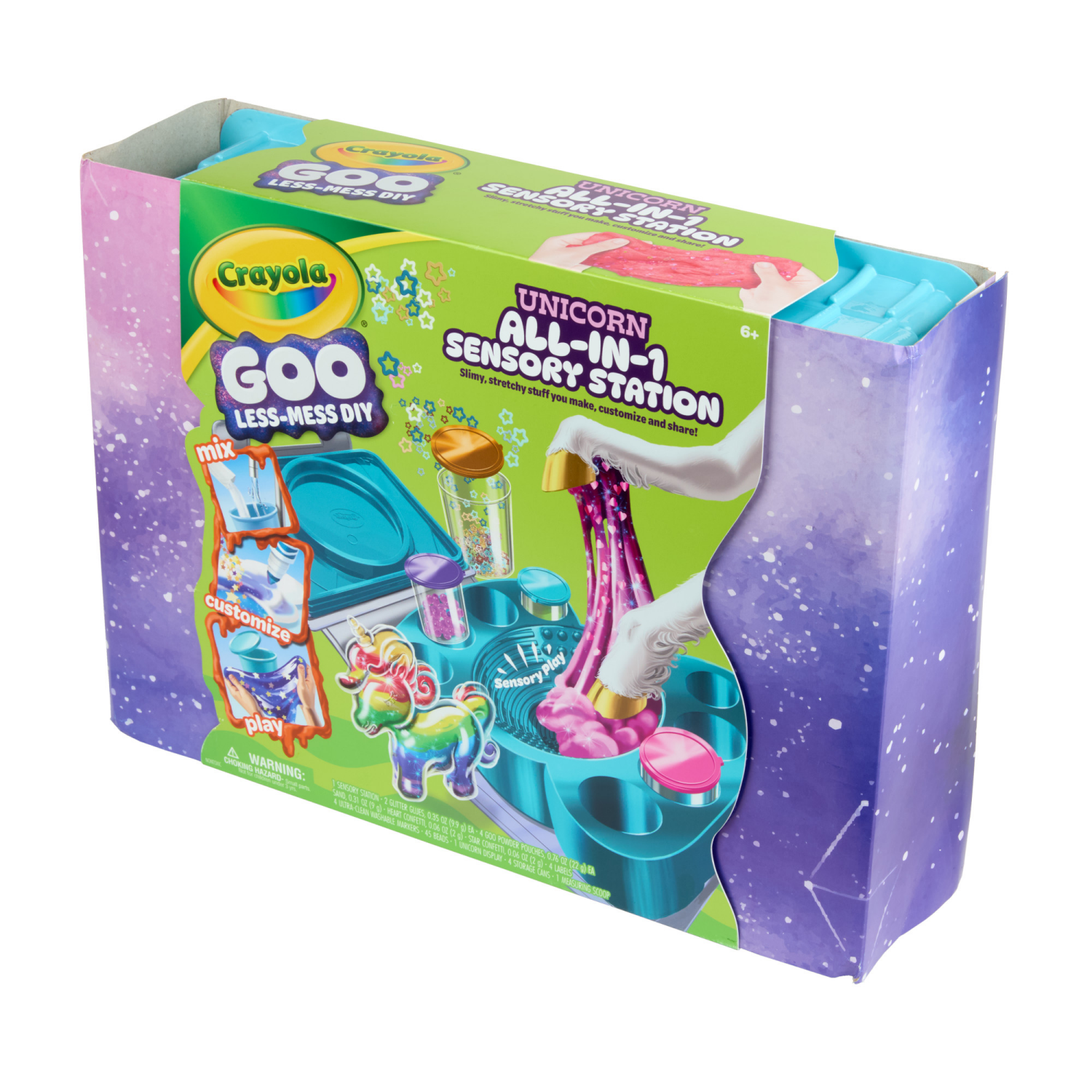 slide 4 of 5, Crayola Unicorn All-In-1 Sensory Art Station, Slimy Goo DIY Art Kit, Less-Mess Craft Set, Customizable Sensory Putty, Unicorn Toys & Gifts, Ages 6+, 1 ct