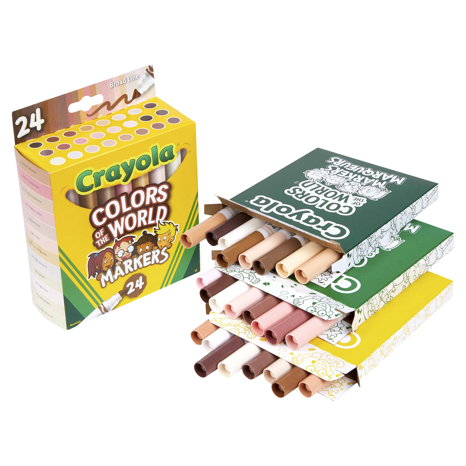 slide 2 of 4, Crayola 24ct Colors of the World Markers, 24 ct