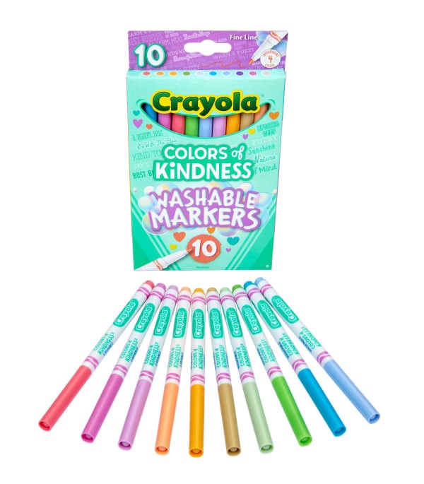 slide 3 of 25, Crayola Colors of Kindness Fine Tip Markers, Assorted Colors, 10 ct