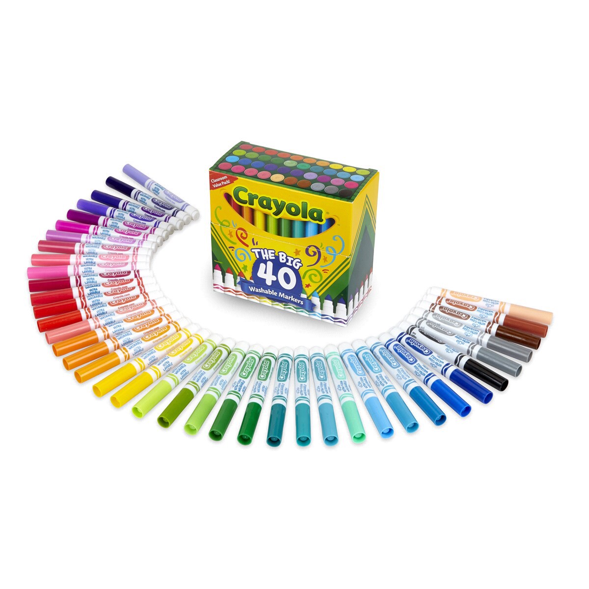 slide 2 of 2, Crayola Classpack UltraClean Washable Broadline Markers, 40 ct