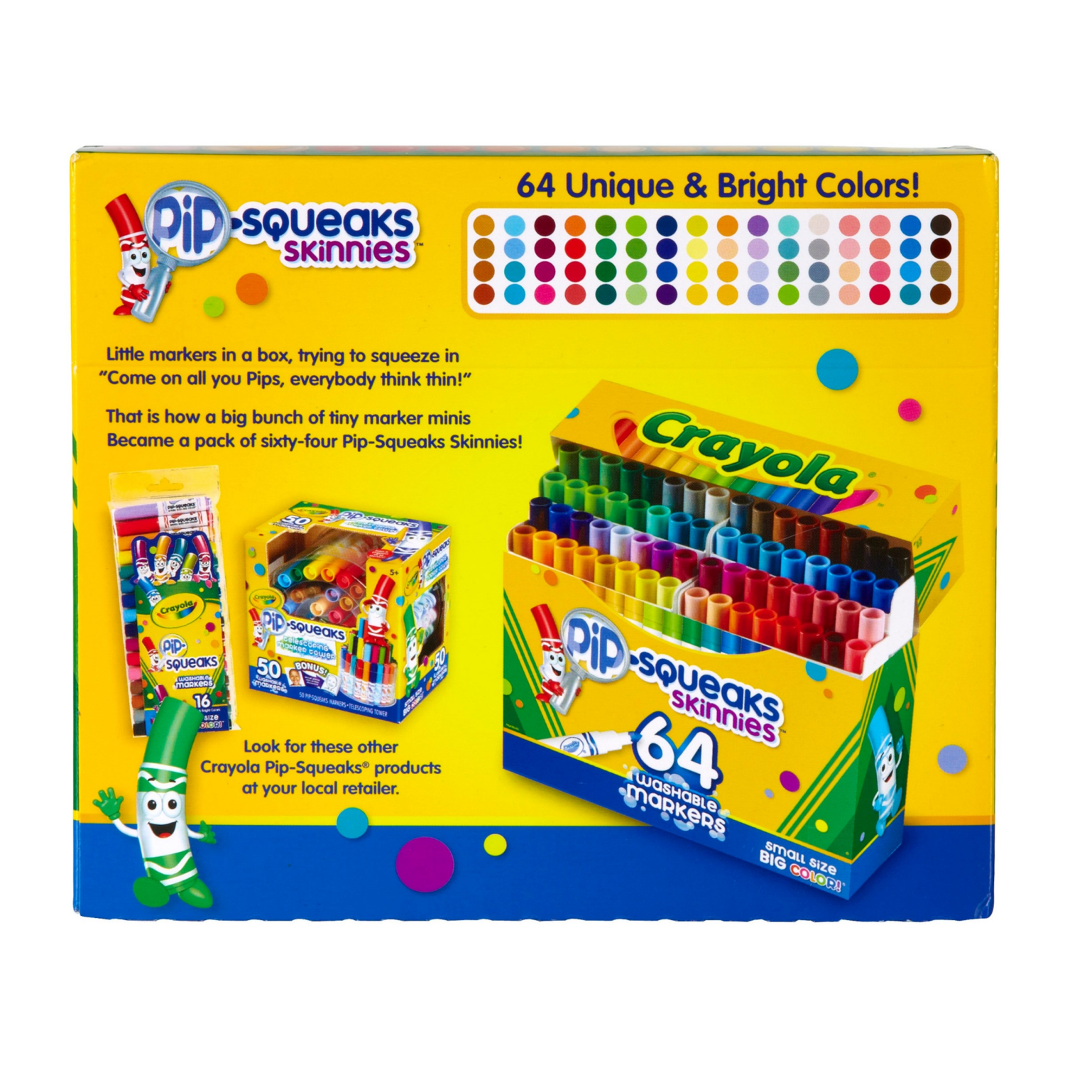 slide 2 of 5, Crayola Pip-Squeaks Skinnies Markers Washable, 64 ct