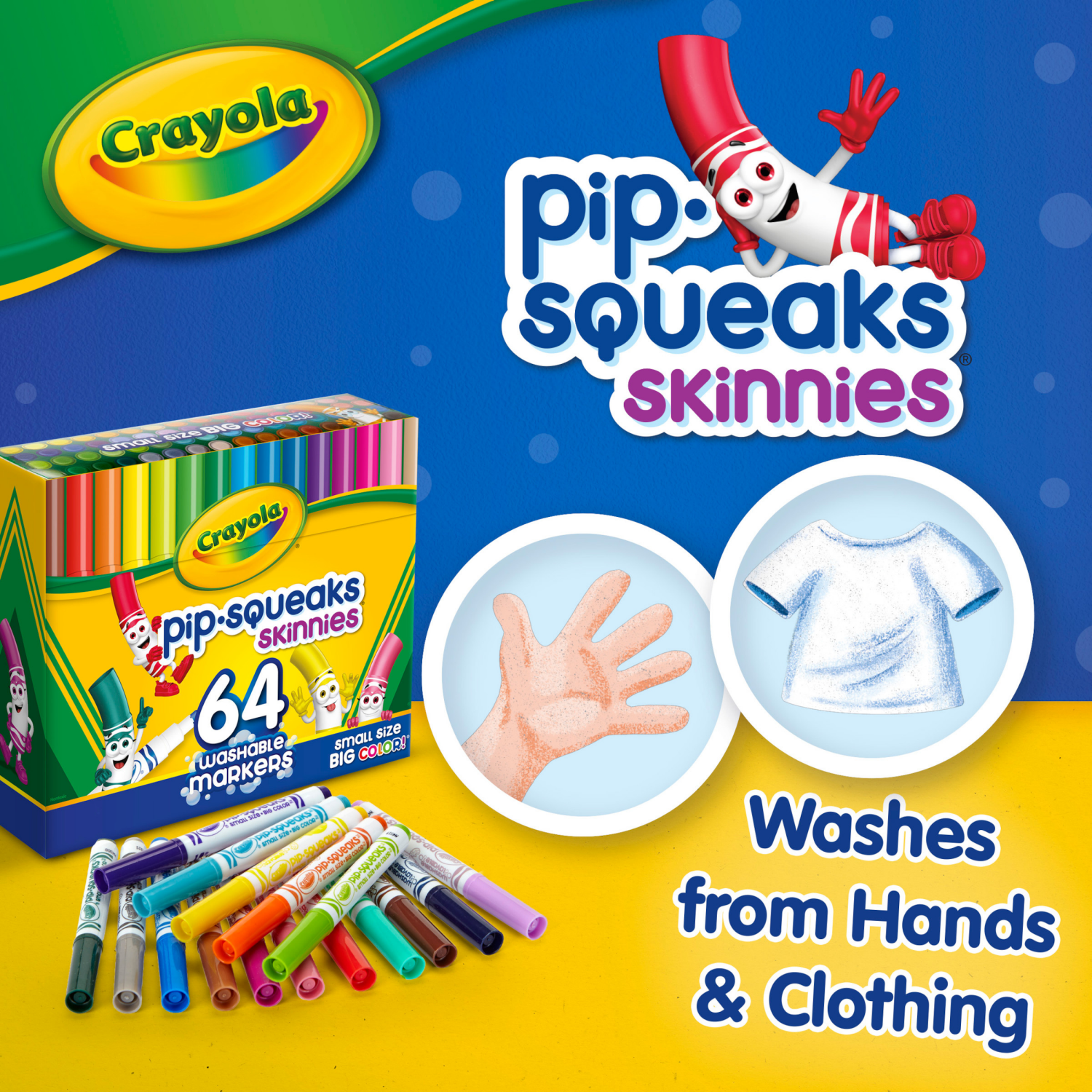 slide 3 of 5, Crayola Pip-Squeaks Skinnies Markers Washable, 64 ct