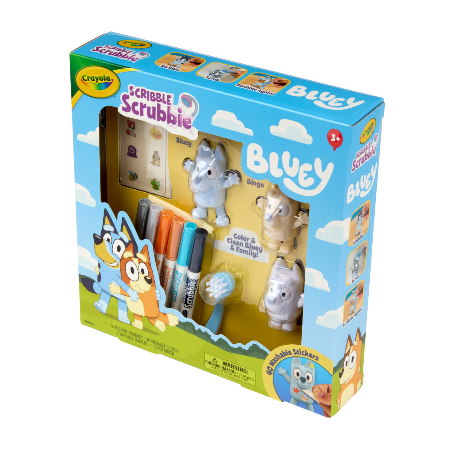 slide 4 of 5, Crayola Scribble Scrubbies Deluxe Bluey Playset with Washable Stickers, Bluey Toys, Coloring Gift for Kids Ages 3 & Up, 1 ct