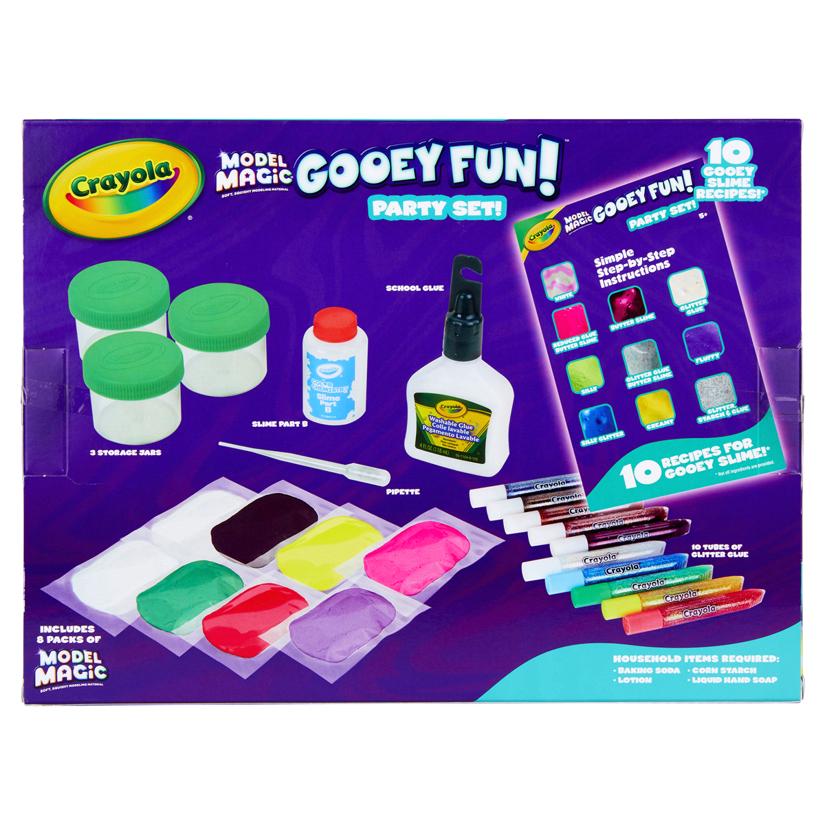 slide 4 of 5, Crayola Slime Party Slime Kit with 10 Varieties Slime Containers for Age 5+, 20 ct