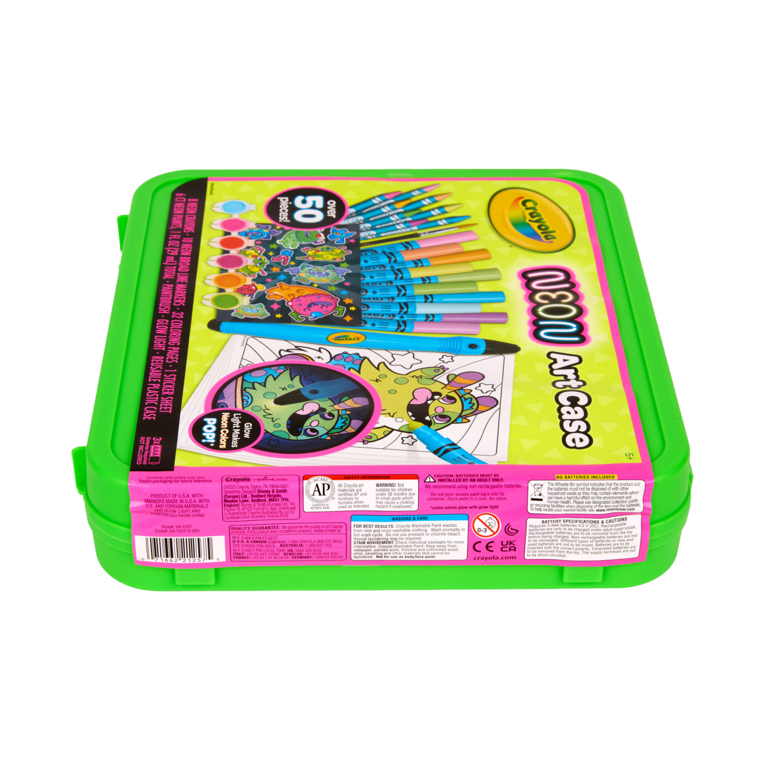 slide 3 of 4, Crayola Neon Art Case (50+pcs), Neon Paint, Neon Markers & Crayons, Kids Glow in the Dark Art Set, Gifts for Boys & Girls, 5+, 1 ct