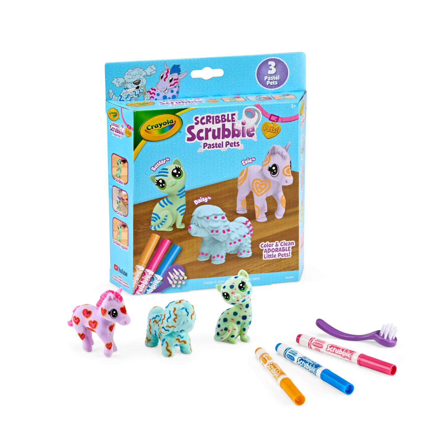 slide 2 of 2, Crayola Scribble Scrubbie Pastel Pets, 3ct, 3 ct