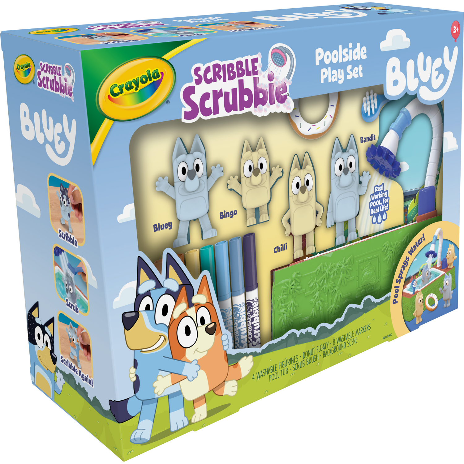 slide 2 of 4, Crayola Scribble Scrubbies Bluey Poolside Playset, 4 Ct Bluey Toys for Kids, 4 ct