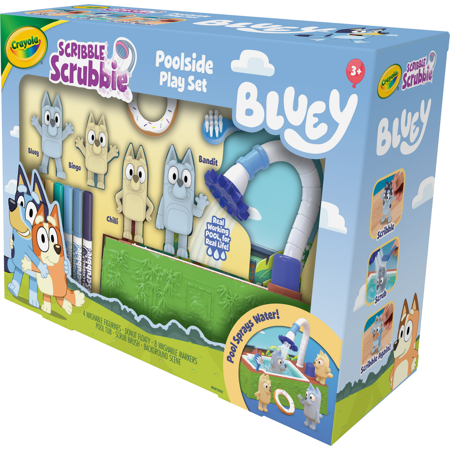 slide 3 of 4, Crayola Scribble Scrubbies Bluey Poolside Playset, 4 Ct Bluey Toys for Kids, 4 ct