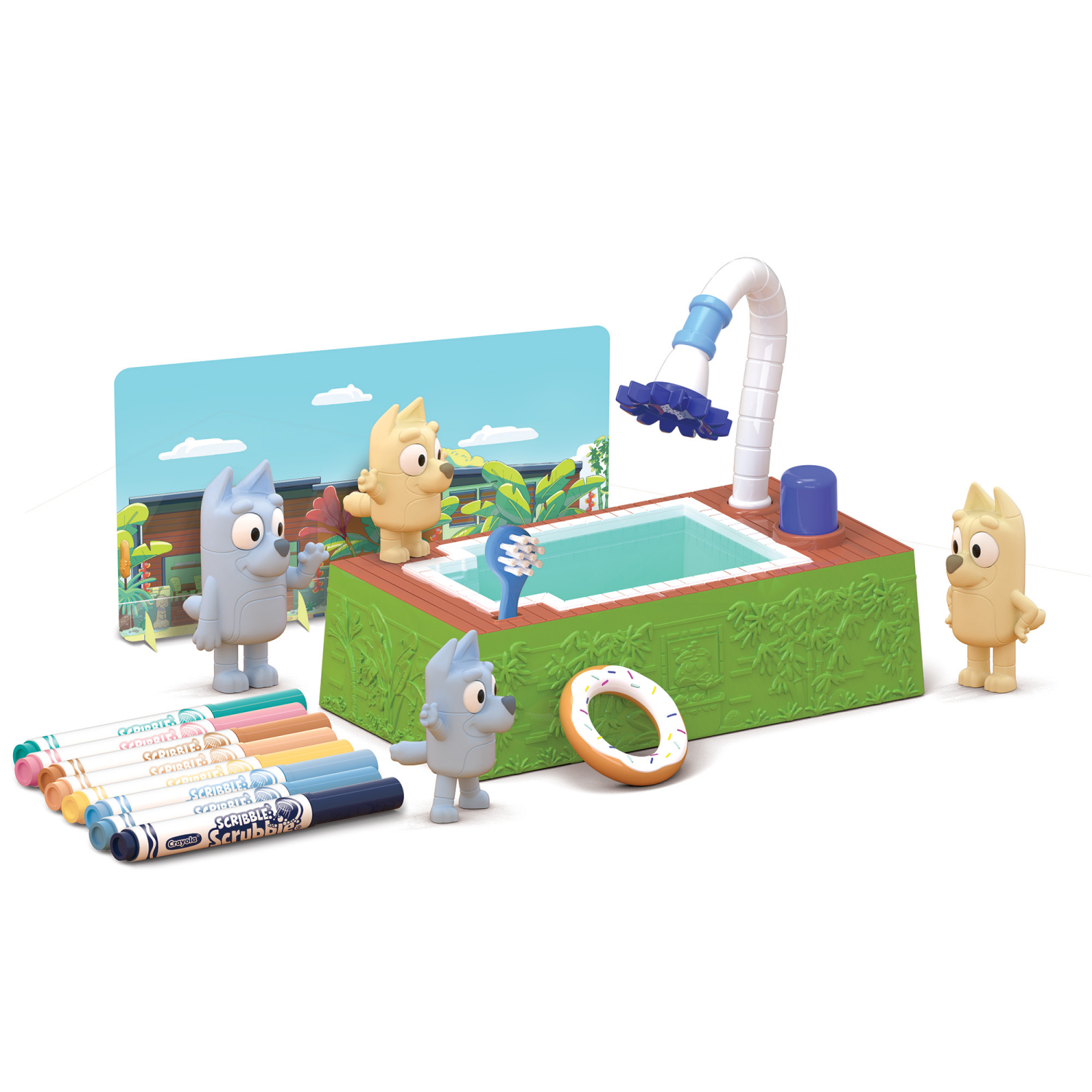 slide 4 of 4, Crayola Scribble Scrubbies Bluey Poolside Playset, 4 Ct Bluey Toys for Kids, 4 ct