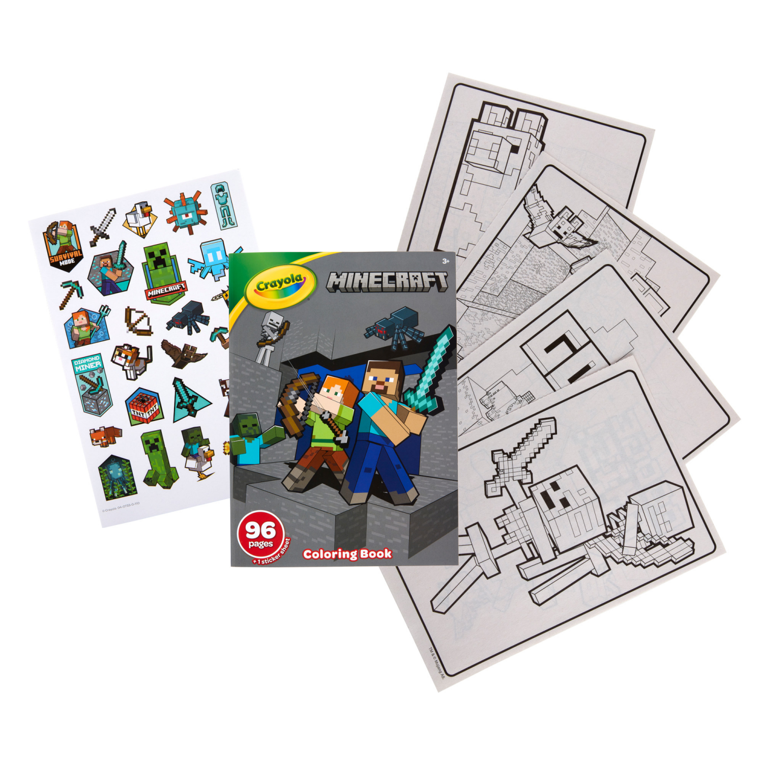 slide 5 of 5, Crayola 96pg Minecraft Coloring Book with Sticker Sheet, 1 ct