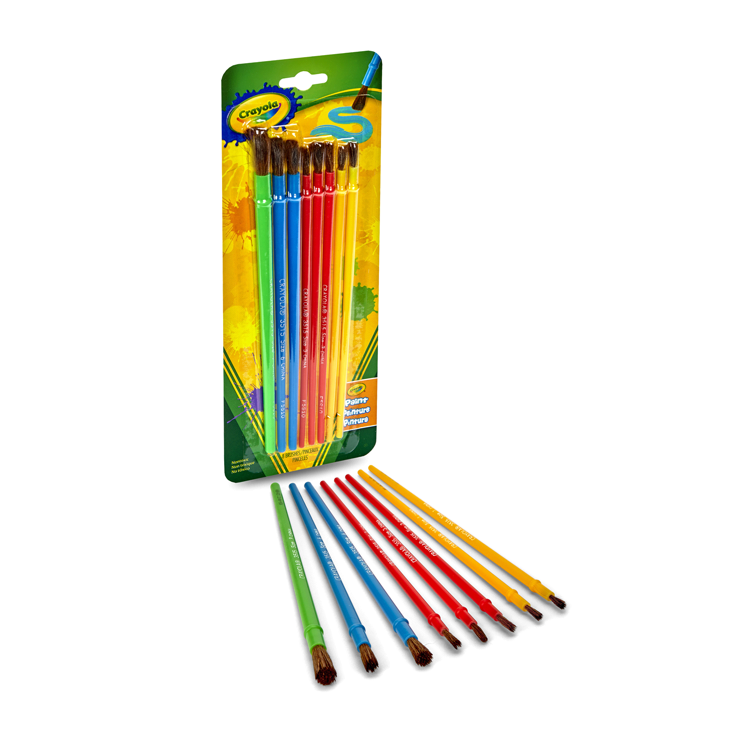 slide 2 of 3, Crayola Paint Brushes - Assorted Sizes, 8 ct