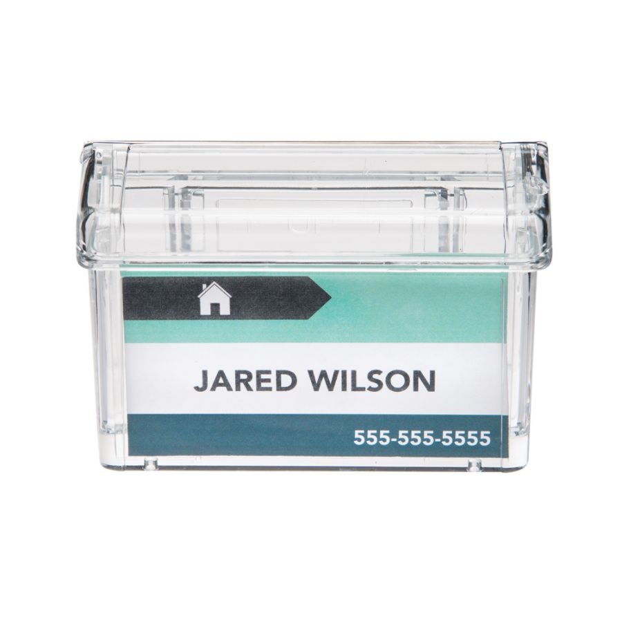 slide 3 of 3, Deflect-O Grab-A-Card Outdoor Business Card Holder, Clear, 4 1/4 in x 2 7/8 in x 1 1/2 in