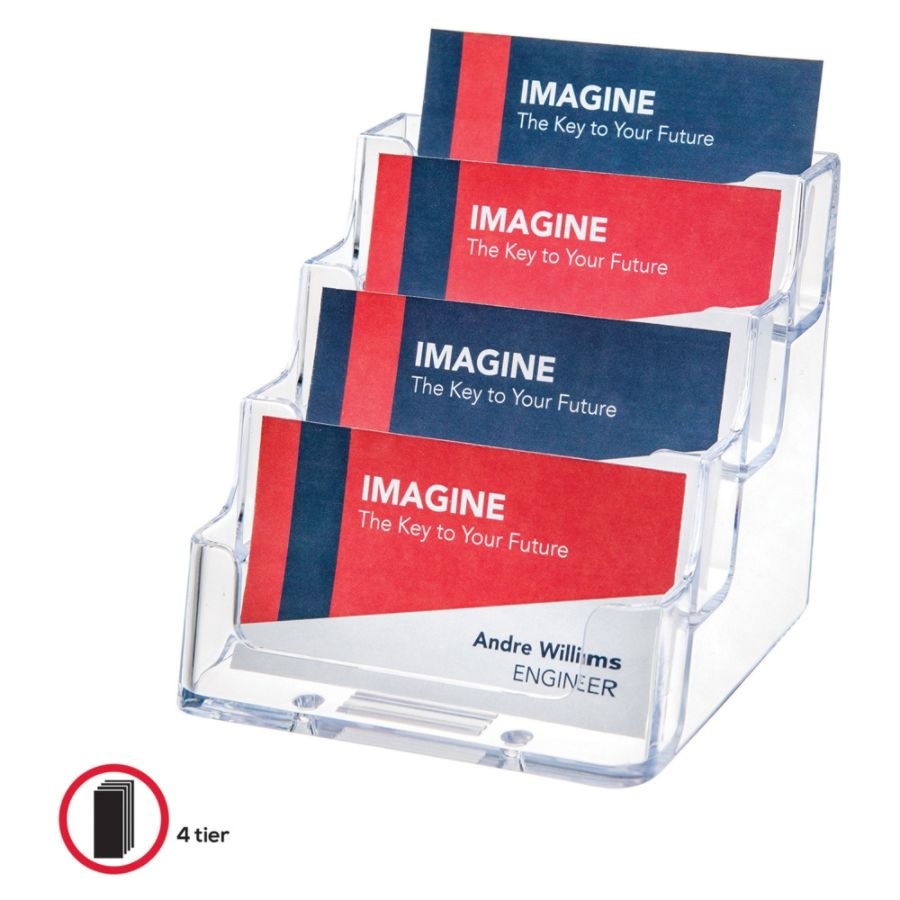 slide 4 of 6, Deflect-O Deflecto 4-Compartment Desktop Business Card Holder, 1 ct