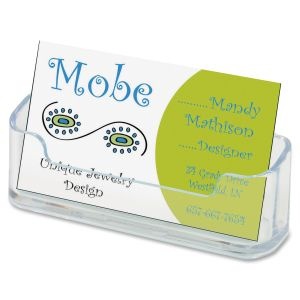 slide 4 of 6, Deflect-O Single-Compartment Business Card Holder, 50-Card Capacity, Clear, 1 ct